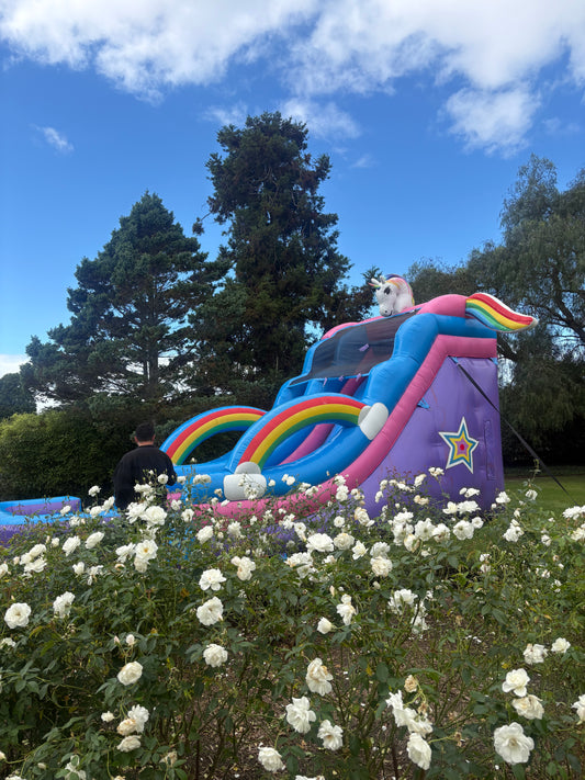 🌈🦄 Rainbow Unicorn Inflatable Bouncy Castle Slide 🦄🌈